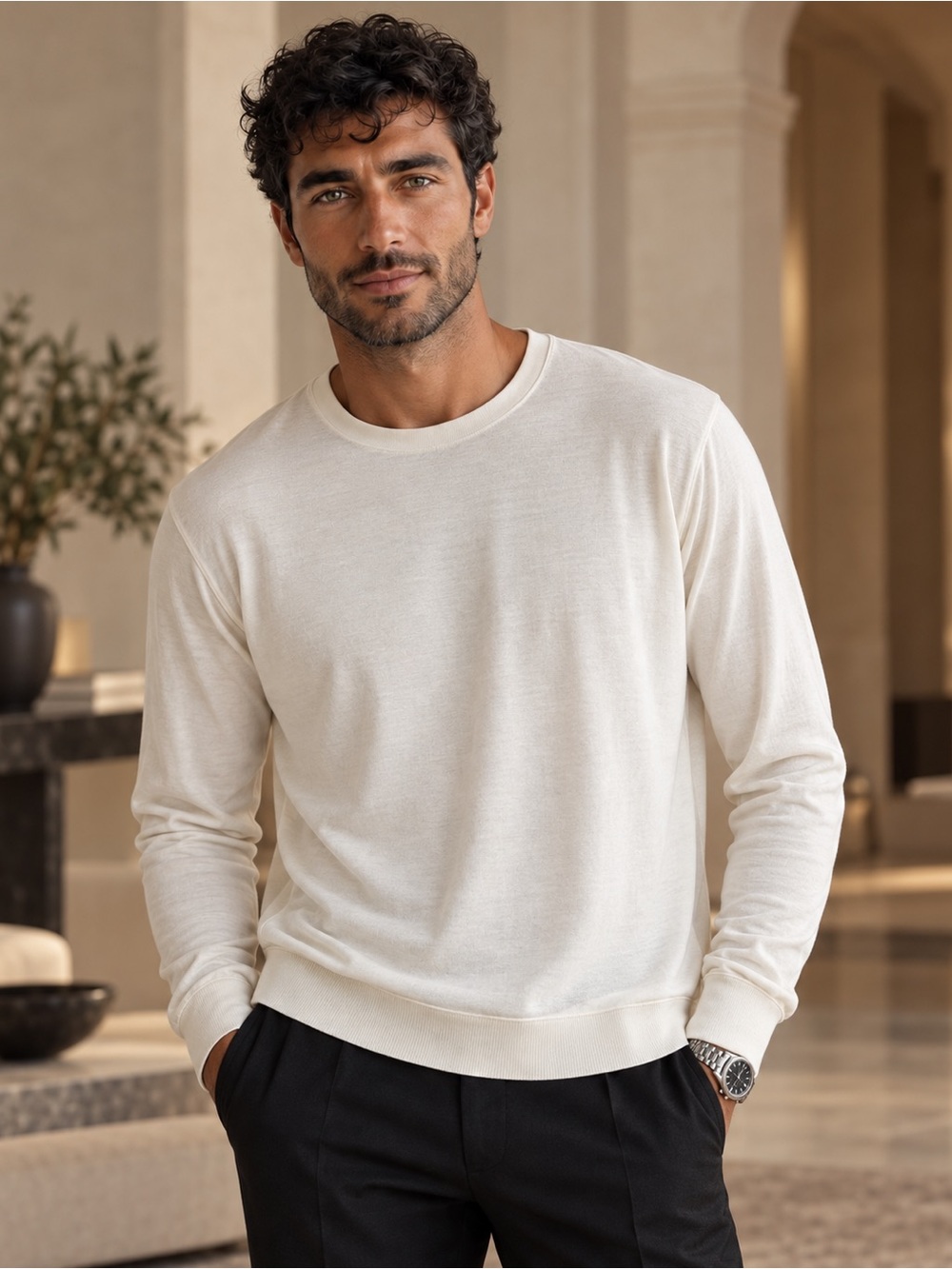 Zegna Cashseta Men’s Cashmere Silk Crewneck Sweater – Made in Italy 52 R